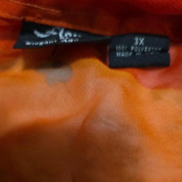 Vibrant Orange and Brown Men's Casual Button Down Shirt - Picture 3 of 8